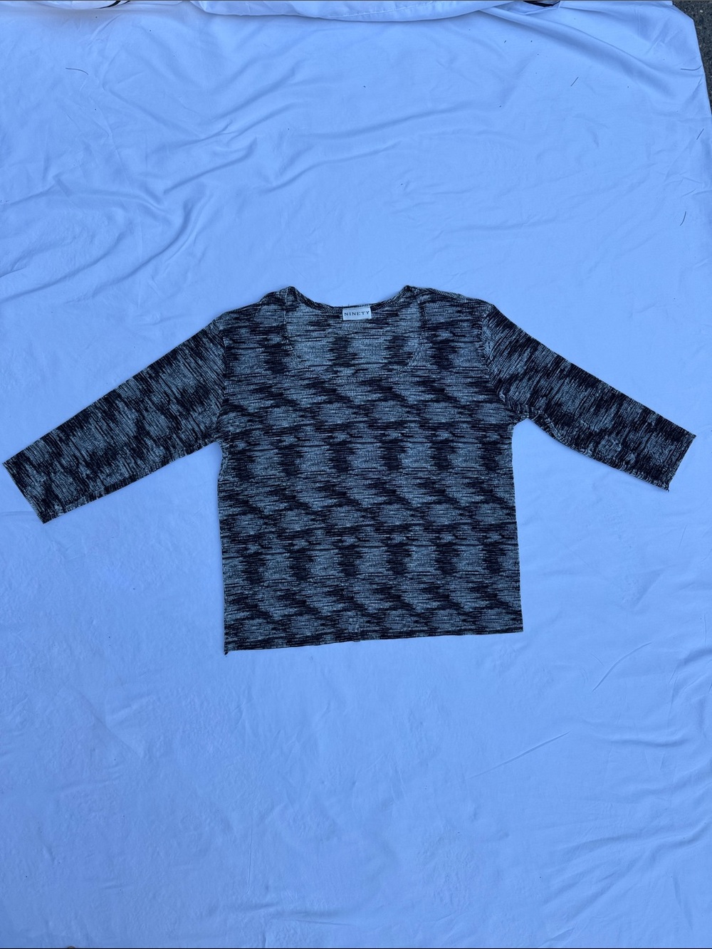 Ninety Black and White Textured Knit Top